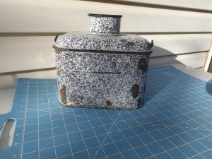 Vintage Coal Miner Lunch Pail with Wooden Handle
