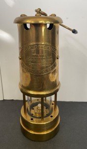 Vintage Brass Coal Mining Lantern from Aberaman