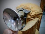 Vintage Coal Miners Hat with Brass Lamp