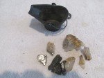 Cast Iron Coal Bucket with Mineral Display