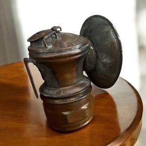 Vintage JUSTRITE Brass Carbide Miner Cap Lamp