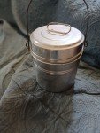 Vintage Coal Miners Lunch Bucket with Wooden Handle
