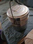 Vintage Coal Miners Lunch Bucket with Wooden Handle