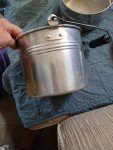 Vintage Coal Miners Lunch Bucket with Wooden Handle