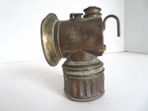 Vintage Brass Justrite Carbide Lamp for Miners