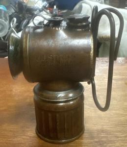 Vintage JUSTRITE Brass Carbide Coal Miner Lamp