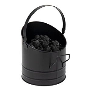 Large Capacity Black Metal Ash Bucket for Wood Stove