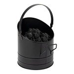 Large Capacity Black Metal Ash Bucket for Wood Stove