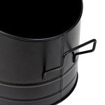 Large Capacity Black Metal Ash Bucket for Wood Stove