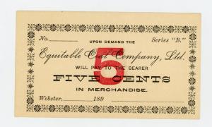 1890s Equitable Coal Company Scrip - Webster PA