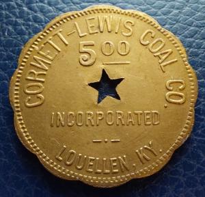 Louellen Kentucky Coal Company $5 Trade Coin