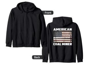 American flag coal mining pickaxe zip hoodie gift