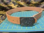 Brass I DIG COAL Belt Buckle on Leather Belt