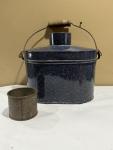 Vintage Coal Miner Lunch Bucket with Wooden Handle