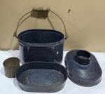 Vintage Coal Miner Lunch Bucket with Wooden Handle