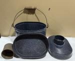 Vintage Coal Miner Lunch Bucket with Wooden Handle
