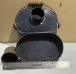 Vintage Coal Miner Lunch Bucket with Wooden Handle