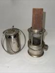 Vintage Brass Coal Miner's Lamp with Chimney