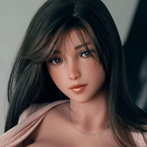 Soft silicone sex doll head with hair and makeup
