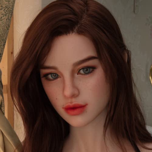 Soft Silicone Female Doll Head with Eyeballs and Wig