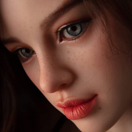 Soft Silicone Female Doll Head with Eyeballs and Wig