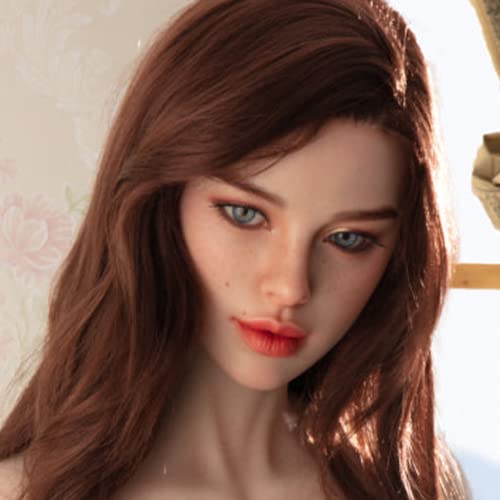 Soft Silicone Female Doll Head with Eyeballs and Wig