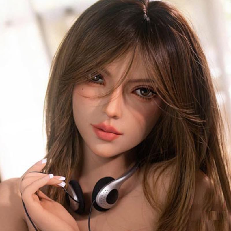 Silicone Doll Head with Makeup, Hair and Eyeballs