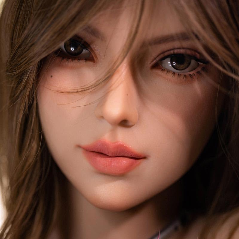 Silicone Doll Head with Makeup, Hair and Eyeballs