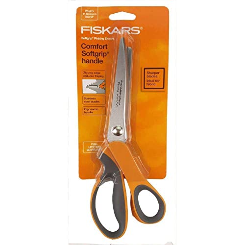 Fiskars Softgrip Pinking Scissors, 8" Orange, 9.5