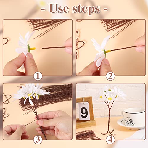 200 Pcs Floral Wire 26 Gauge Crafts Wire Florist Flower Wire Stems Brown Floral Wire for Crafts Bouquet Stem Wreath Making Flower Arrangement Supplies (Brown,14 Inch)