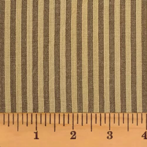 Tuscan Brown Stripe Cotton Homespun Plaid Fabric - By Yard