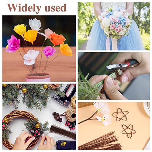 200 Pcs Floral Wire 26 Gauge Crafts Wire Florist Flower Wire Stems Brown Floral Wire for Crafts Bouquet Stem Wreath Making Flower Arrangement Supplies (Brown,14 Inch)