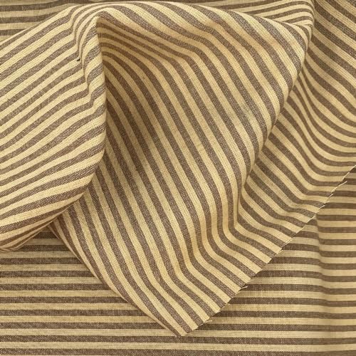 Tuscan Brown Stripe Cotton Homespun Plaid Fabric - By Yard
