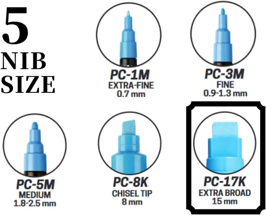 UNI POSCA chisel PC-17K FULL RANGE ALL 8 COLOURS