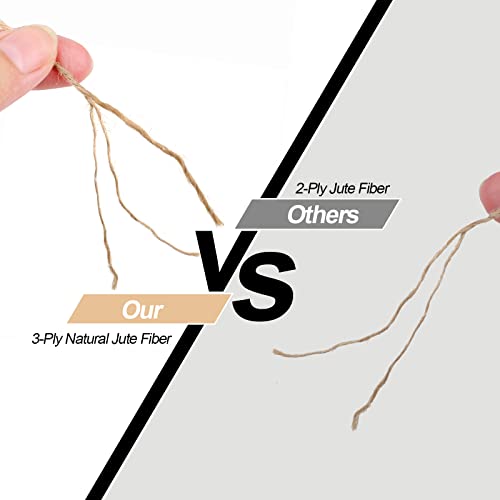 984 FT Natural Jute Twine, Twine String, 3ply Thin Ribbon Hemp Twine, Twine for Gardening Plant Gift Wrapping Art Wedding Decoration Packing String Bulk (3 Roll)