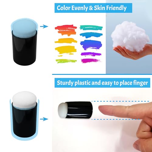 20Pcs Finger Sponge Daubers & Flower Stencils Set