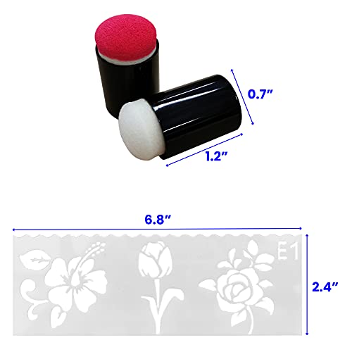 20Pcs Finger Sponge Daubers & Flower Stencils Set