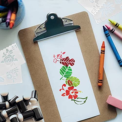 20Pcs Finger Sponge Daubers & Flower Stencils Set