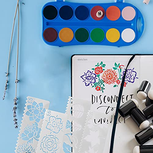 20Pcs Finger Sponge Daubers & Flower Stencils Set