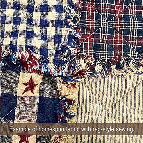 Heritage Navy Blue Thin Stripe Cotton Homespun Fabric by JCS - Sold by The Yard