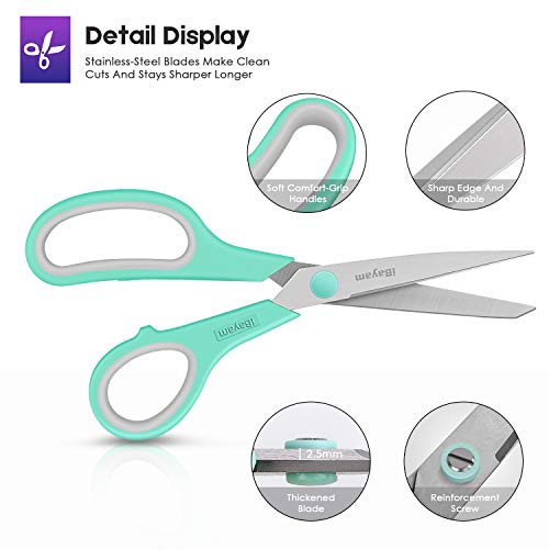 iBayam 8" All Purpose Scissors Bulk 3-Pack Set
