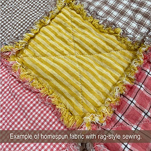 Yellow Stripe Cotton Homespun Plaid Fabric - Sold by Yard