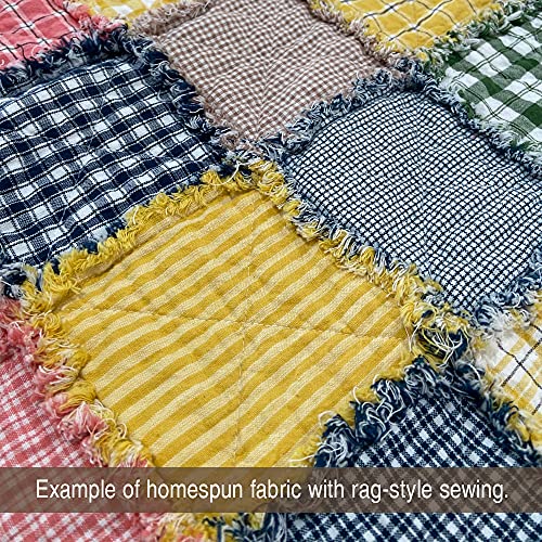 Yellow Stripe Cotton Homespun Plaid Fabric - Sold by Yard
