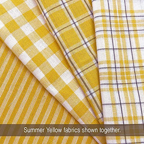 Yellow Stripe Cotton Homespun Plaid Fabric - Sold by Yard