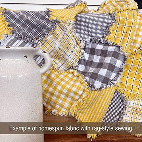 Yellow Stripe Cotton Homespun Plaid Fabric - Sold by Yard