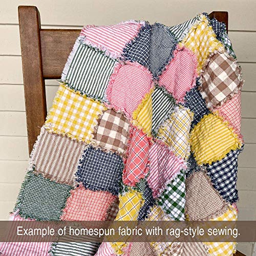 Yellow Stripe Cotton Homespun Plaid Fabric - Sold by Yard