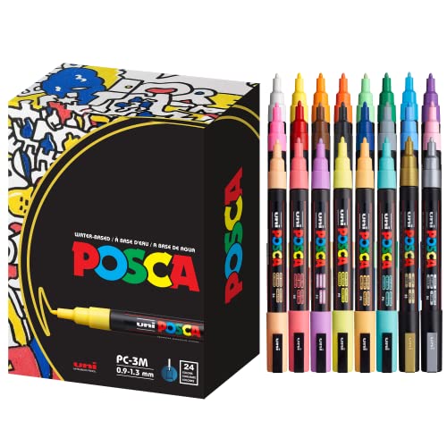 24 Posca Acrylic Paint Pens with Reversible Tips