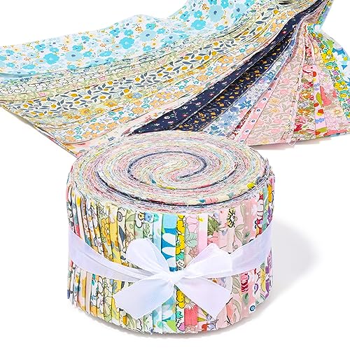 Assorted Jelly Roll Fabric Strips for Quilting, 36-strip Bundle