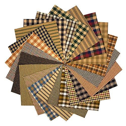 40 Primitive Charm Pack, 6" Cotton Fabric Squares