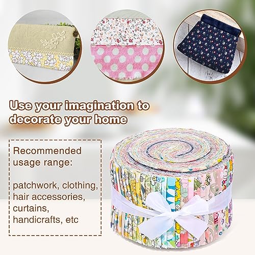 Assorted Jelly Roll Fabric Strips for Quilting, 36-strip Bundle